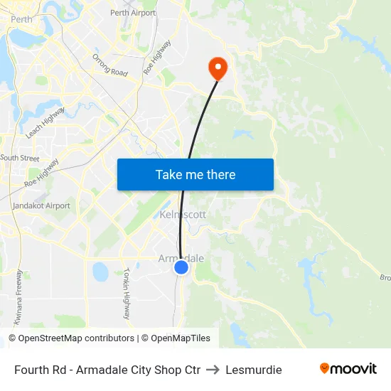 Fourth Rd - Armadale City Shop Ctr to Lesmurdie map