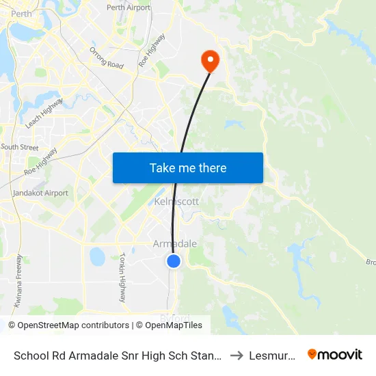 School Rd Armadale Snr High Sch Stand 2 to Lesmurdie map