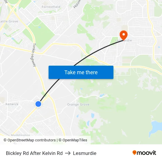 Bickley Rd After Kelvin Rd to Lesmurdie map