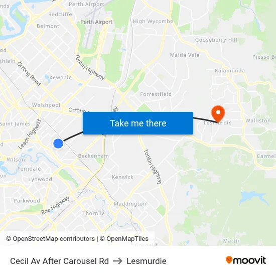 Cecil Av After Carousel Rd to Lesmurdie map