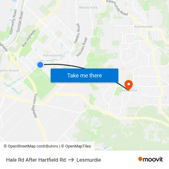 Hale Rd After Hartfield Rd to Lesmurdie map