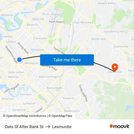Oats St After Bank St to Lesmurdie map