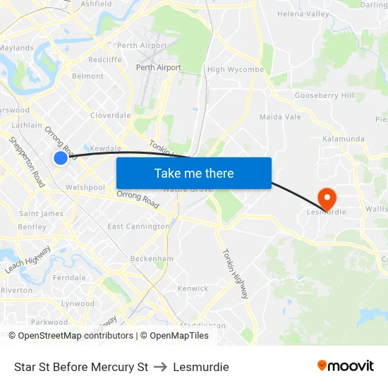Star St Before Mercury St to Lesmurdie map