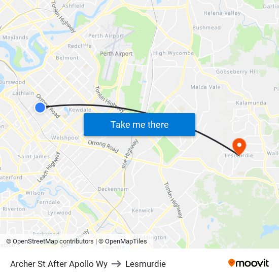 Archer St After Apollo Wy to Lesmurdie map