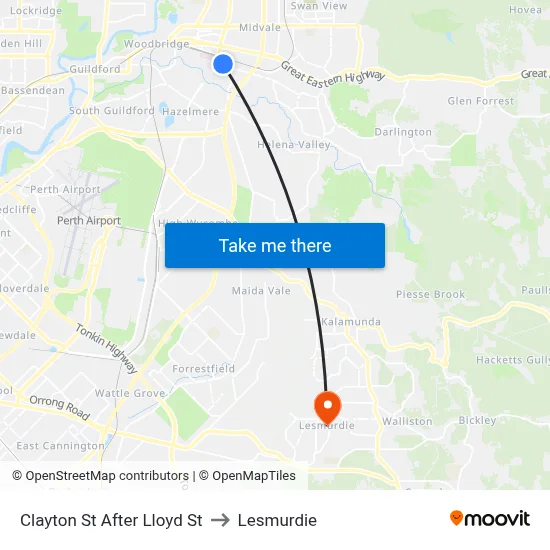 Clayton St After Lloyd St to Lesmurdie map