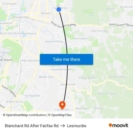 Blanchard Rd After Fairfax Rd to Lesmurdie map