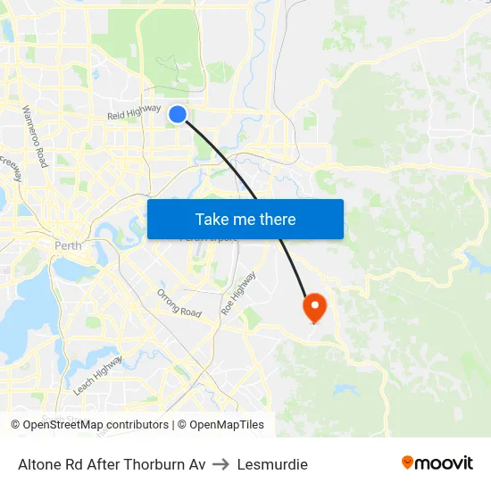 Altone Rd After Thorburn Av to Lesmurdie map