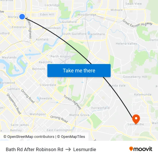 Bath Rd After Robinson Rd to Lesmurdie map