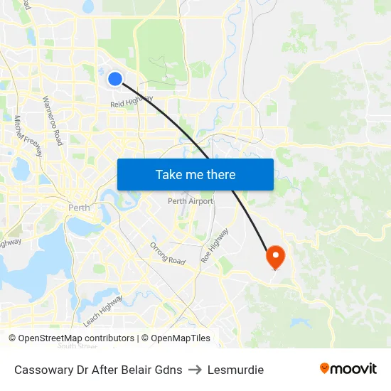 Cassowary Dr After Belair Gdns to Lesmurdie map