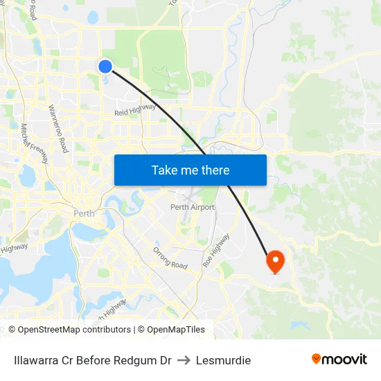 Illawarra Cr Before Redgum Dr to Lesmurdie map