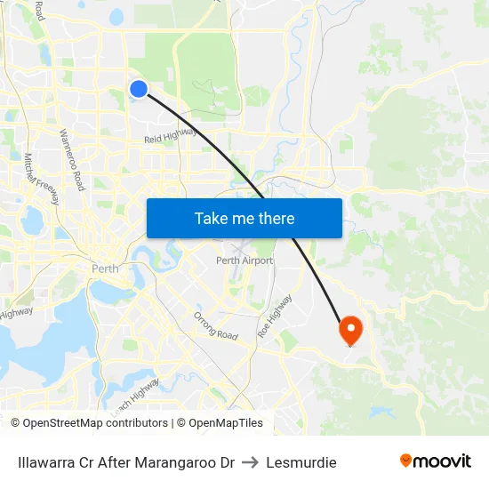Illawarra Cr After Marangaroo Dr to Lesmurdie map