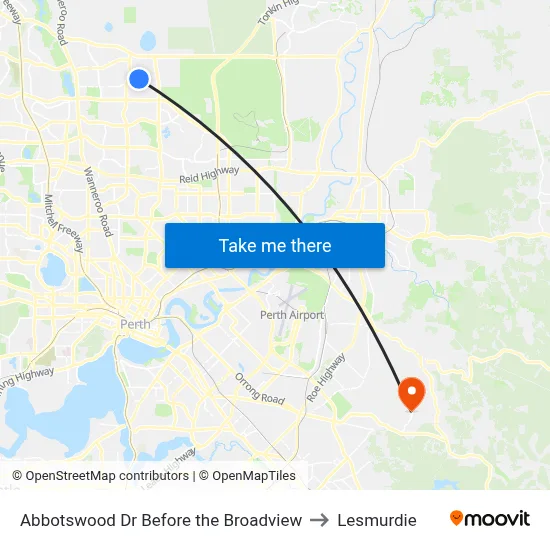 Abbotswood Dr Before the Broadview to Lesmurdie map