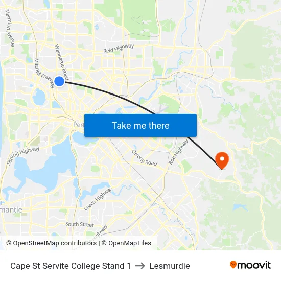 Cape St Servite College Stand 1 to Lesmurdie map