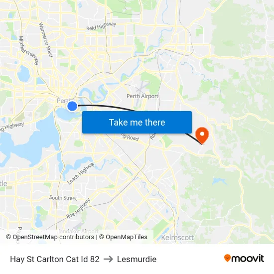 Hay St Carlton Cat Id 82 to Lesmurdie map