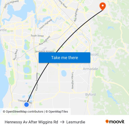 Hennessy Av After Wiggins Rd to Lesmurdie map