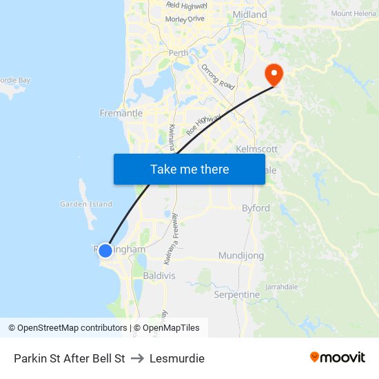 Parkin St After Bell St to Lesmurdie map