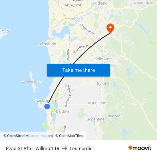 Read St After Willmott Dr to Lesmurdie map