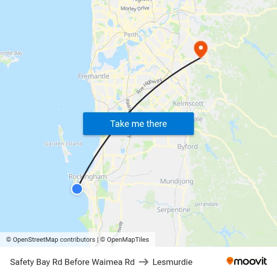Safety Bay Rd Before Waimea Rd to Lesmurdie map