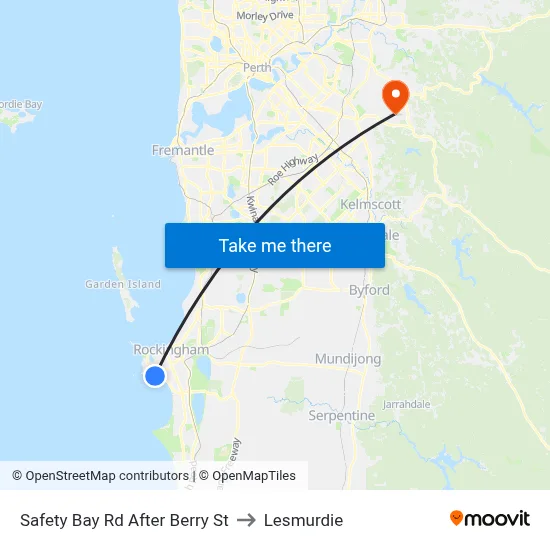 Safety Bay Rd After Berry St to Lesmurdie map