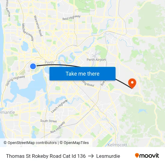 Thomas St Rokeby Road Cat Id 136 to Lesmurdie map