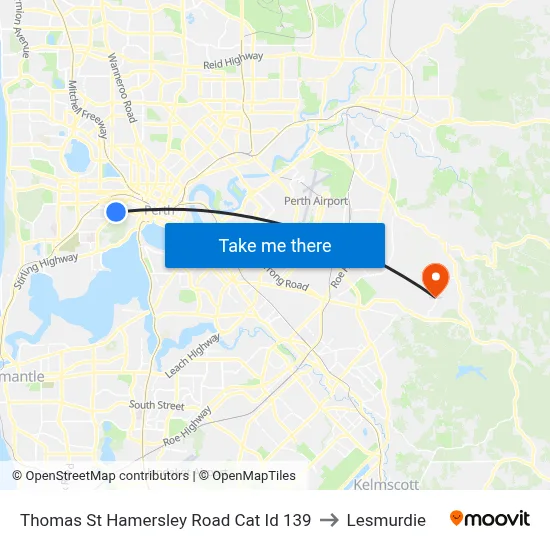 Thomas St Hamersley Road Cat Id 139 to Lesmurdie map