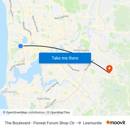 The Boulevard  - Floreat Forum Shop Ctr to Lesmurdie map