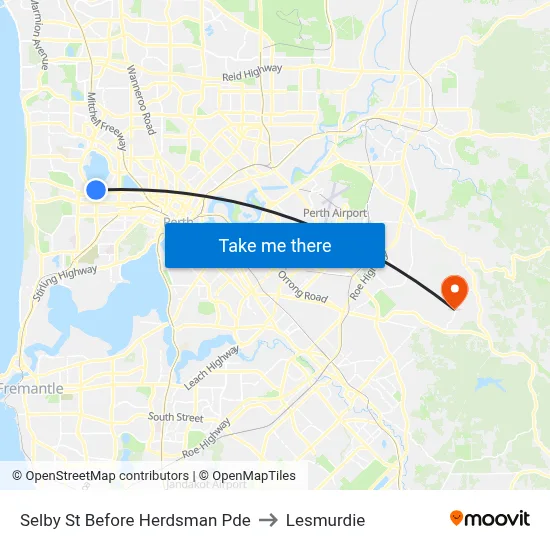 Selby St Before Herdsman Pde to Lesmurdie map