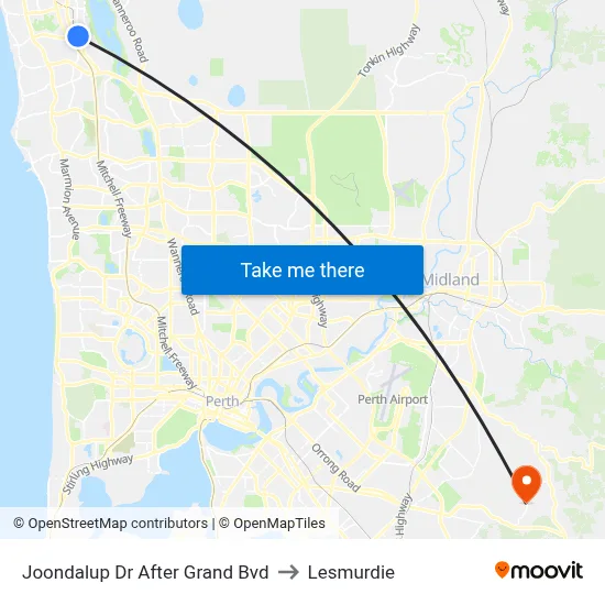 Joondalup Dr After Grand Bvd to Lesmurdie map