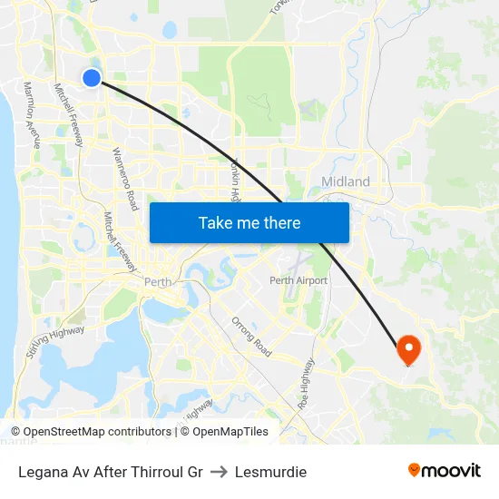 Legana Av After Thirroul Gr to Lesmurdie map