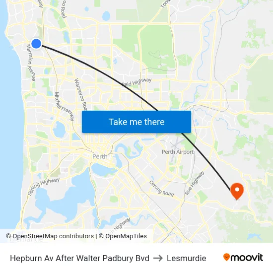 Hepburn Av After Walter Padbury Bvd to Lesmurdie map