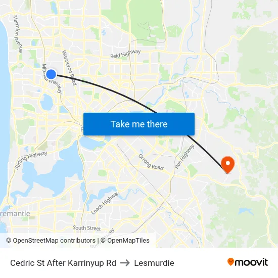 Cedric St After Karrinyup Rd to Lesmurdie map
