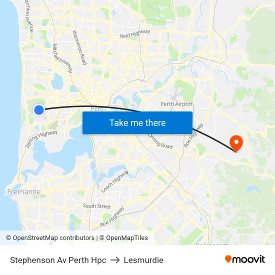 Stephenson Av Perth Hpc to Lesmurdie map
