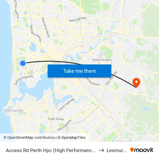 Access Rd Perth Hpc (High Performance Ctr) to Lesmurdie map