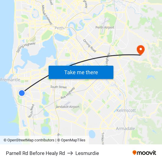 Parnell Rd Before Healy Rd to Lesmurdie map