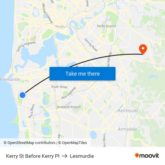 Kerry St Before Kerry Pl to Lesmurdie map