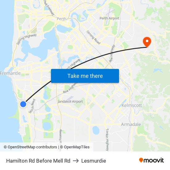 Hamilton Rd Before Mell Rd to Lesmurdie map