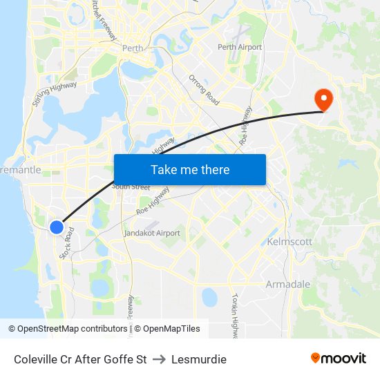 Coleville Cr After Goffe St to Lesmurdie map