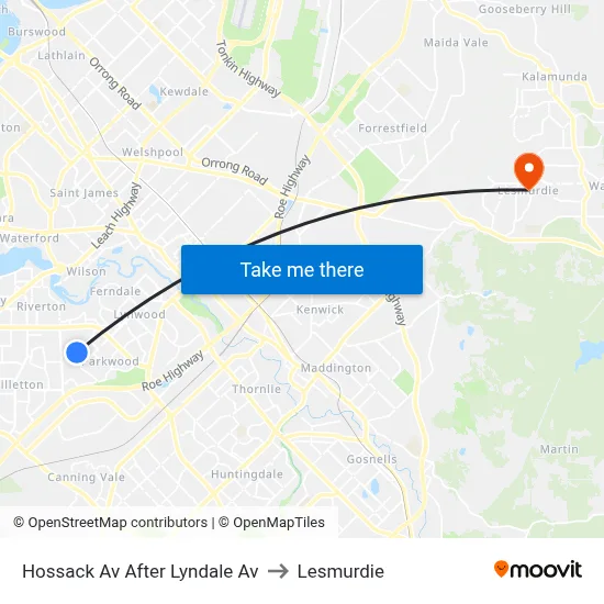 Hossack Av After Lyndale Av to Lesmurdie map