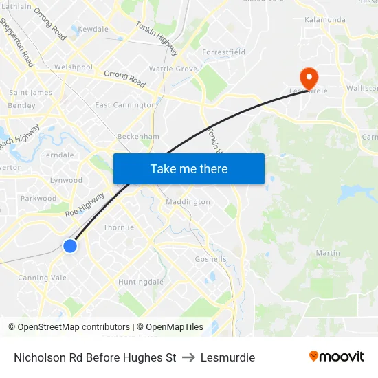 Nicholson Rd Before Hughes St to Lesmurdie map
