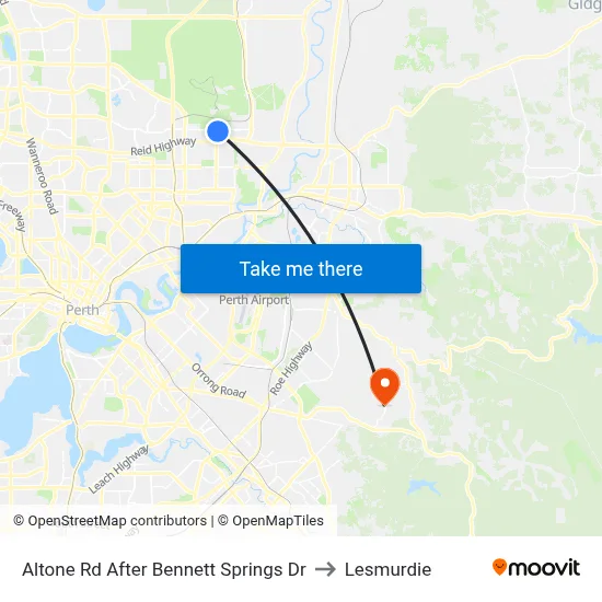 Altone Rd After Bennett Springs Dr to Lesmurdie map