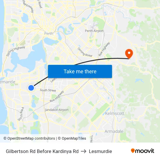 Gilbertson Rd Before Kardinya Rd to Lesmurdie map