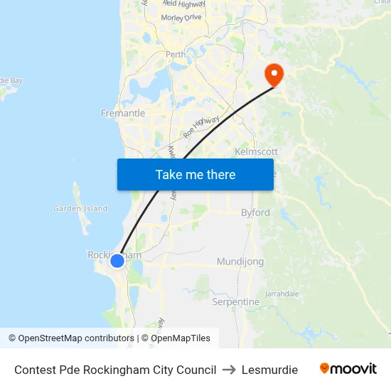 Contest Pde Rockingham City Council to Lesmurdie map
