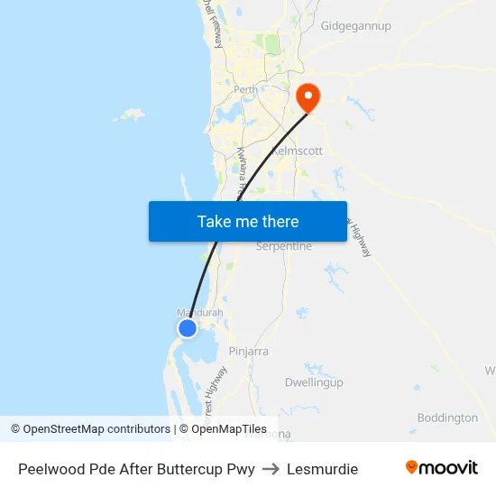 Peelwood Pde After Buttercup Pwy to Lesmurdie map