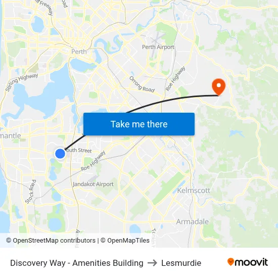 Discovery Way - Amenities Building to Lesmurdie map