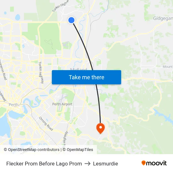 Flecker Prom Before Lago Prom to Lesmurdie map