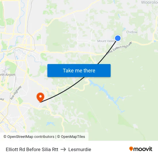 Elliott Rd Before Silia Rtt to Lesmurdie map