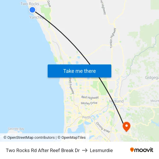 Two Rocks Rd After Reef Break Dr to Lesmurdie map
