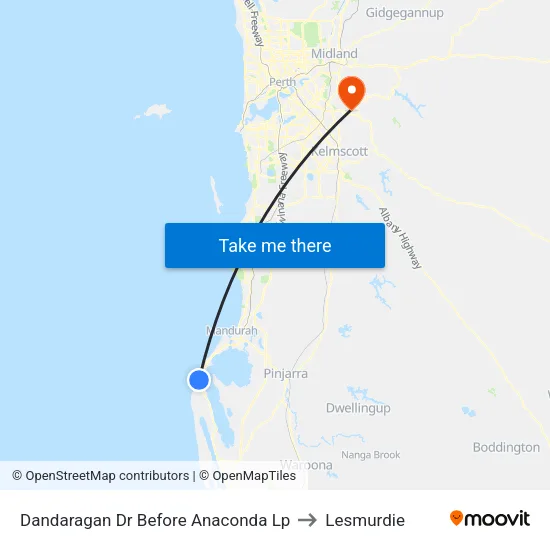 Dandaragan Dr Before Anaconda Lp to Lesmurdie map