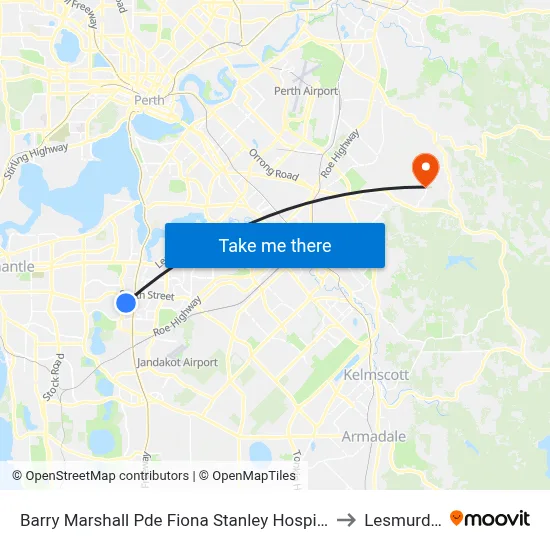 Barry Marshall Pde Fiona Stanley Hospital to Lesmurdie map