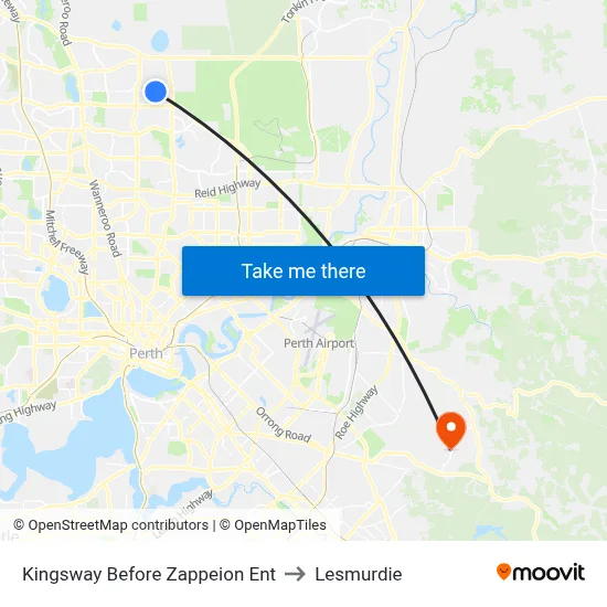 Kingsway  Before Zappeion Ent to Lesmurdie map